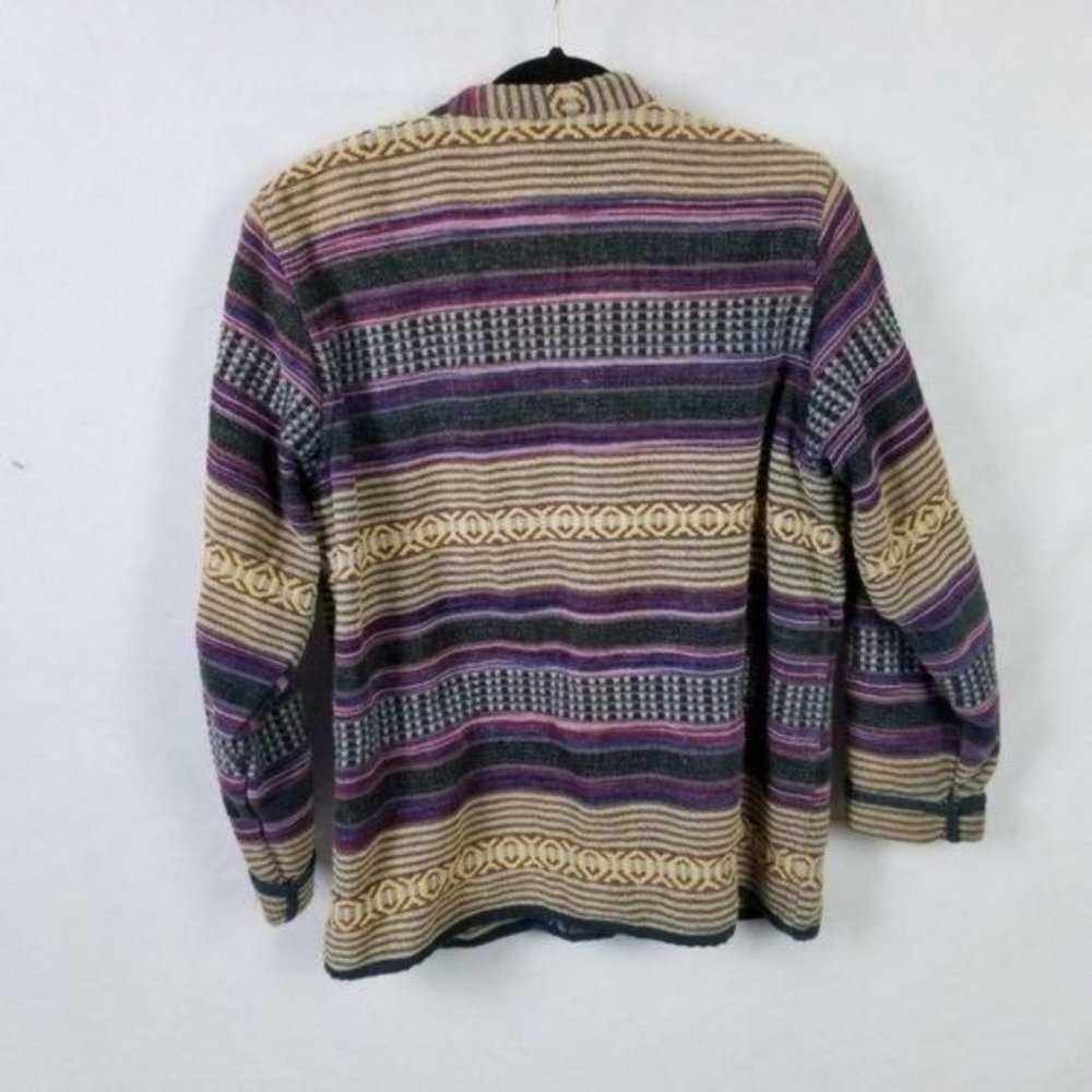 VINTAGE Dress Barn Button Jacket Womens Medium Striped Retro Knit Coat - Picture 4 of 9